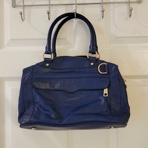 Rebecca Minkoff blue handbag with gold hardware